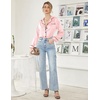 image:imageEkouaer Women Satin Pajamas Set Classic Button Down Long Pjs SetPastel Pink 02