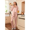 image:imageEkouaer Women Satin Pajamas Set Classic Button Down Long Pjs SetPink 02