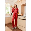 image:imageEkouaer Women Satin Pajamas Set Classic Button Down Long Pjs SetRed 02