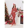 image:imageEkouaer Women Satin Pajamas Set Classic Button Down Long Pjs SetRed Christmas Elk 02