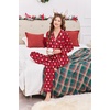 image:imageEkouaer Women Satin Pajamas Set Classic Button Down Long Pjs SetRed Christmas Teddy 02