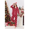 image:imageEkouaer Women Satin Pajamas Set Classic Button Down Long Pjs SetRed Christmas Teddy 02