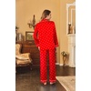 image:imageEkouaer Women Satin Pajamas Set Classic Button Down Long Pjs SetRed Heart 02