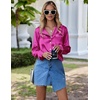 image:imageEkouaer Women Satin Pajamas Set Classic Button Down Long Pjs SetRose 02