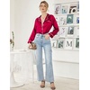 image:imageEkouaer Women Satin Pajamas Set Classic Button Down Long Pjs SetWine Red 02