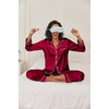 image:imageEkouaer Women Satin Pajamas Set Classic Button Down Long Pjs SetWine Red 02