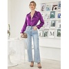 image:imageEkouaer Women Satin Pajamas Set Classic Button Down Long Pjs SetWineberry 02