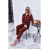 image:imageEkouaer Womens 2 Piece Matching Lounge Sets Fall Outfits 2025 Sweatsuit Waffle Knit Pajamas Sets Long Sleeve Sweater ClothesBlack and Red Plaid