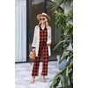 image:imageEkouaer Womens 2 Piece Matching Lounge Sets Fall Outfits 2025 Sweatsuit Waffle Knit Pajamas Sets Long Sleeve Sweater ClothesBlack and Red Plaid