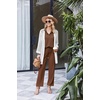 image:imageEkouaer Womens 2 Piece Matching Lounge Sets Fall Outfits 2025 Sweatsuit Waffle Knit Pajamas Sets Long Sleeve Sweater ClothesBrown