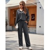 image:imageEkouaer Womens 2 Piece Matching Lounge Sets Fall Outfits 2025 Sweatsuit Waffle Knit Pajamas Sets Long Sleeve Sweater ClothesDark Grey