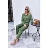 image:imageEkouaer Womens 2 Piece Matching Lounge Sets Fall Outfits 2025 Sweatsuit Waffle Knit Pajamas Sets Long Sleeve Sweater ClothesGreen