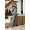 image:imageEkouaer Womens 2 Piece Matching Lounge Sets Fall Outfits 2025 Sweatsuit Waffle Knit Pajamas Sets Long Sleeve Sweater ClothesGreen
