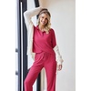 image:imageEkouaer Womens 2 Piece Matching Lounge Sets Fall Outfits 2025 Sweatsuit Waffle Knit Pajamas Sets Long Sleeve Sweater ClothesHot Pink