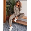 image:imageEkouaer Womens 2 Piece Matching Lounge Sets Fall Outfits 2025 Sweatsuit Waffle Knit Pajamas Sets Long Sleeve Sweater ClothesKhaki