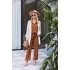 image:imageEkouaer Womens 2 Piece Matching Lounge Sets Fall Outfits 2025 Sweatsuit Waffle Knit Pajamas Sets Long Sleeve Sweater ClothesLight Brown