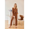 image:imageEkouaer Womens 2 Piece Matching Lounge Sets Fall Outfits 2025 Sweatsuit Waffle Knit Pajamas Sets Long Sleeve Sweater ClothesLight Brown