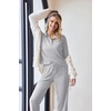 image:imageEkouaer Womens 2 Piece Matching Lounge Sets Fall Outfits 2025 Sweatsuit Waffle Knit Pajamas Sets Long Sleeve Sweater ClothesLight Grey
