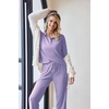 image:imageEkouaer Womens 2 Piece Matching Lounge Sets Fall Outfits 2025 Sweatsuit Waffle Knit Pajamas Sets Long Sleeve Sweater ClothesLilac