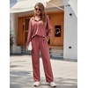 image:imageEkouaer Womens 2 Piece Matching Lounge Sets Fall Outfits 2025 Sweatsuit Waffle Knit Pajamas Sets Long Sleeve Sweater ClothesPink