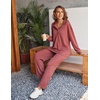 image:imageEkouaer Womens 2 Piece Matching Lounge Sets Fall Outfits 2025 Sweatsuit Waffle Knit Pajamas Sets Long Sleeve Sweater ClothesPink