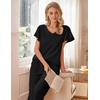 image:imageEkouaer Womens Cotton Pajamas Sets Short Sleeve Tops and Capri Pants Sleepwear Loungewear with PocketsBlack