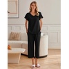 image:imageEkouaer Womens Cotton Pajamas Sets Short Sleeve Tops and Capri Pants Sleepwear Loungewear with PocketsBlack