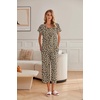 image:imageEkouaer Womens Cotton Pajamas Sets Short Sleeve Tops and Capri Pants Sleepwear Loungewear with PocketsBrown Leopard