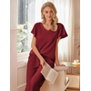 image:imageEkouaer Womens Cotton Pajamas Sets Short Sleeve Tops and Capri Pants Sleepwear Loungewear with PocketsBurgundy