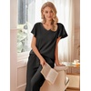 image:imageEkouaer Womens Cotton Pajamas Sets Short Sleeve Tops and Capri Pants Sleepwear Loungewear with PocketsDark Gray