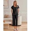 image:imageEkouaer Womens Cotton Pajamas Sets Short Sleeve Tops and Capri Pants Sleepwear Loungewear with PocketsDark Gray