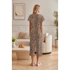 image:imageEkouaer Womens Cotton Pajamas Sets Short Sleeve Tops and Capri Pants Sleepwear Loungewear with PocketsLeopard Print