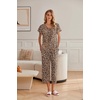 image:imageEkouaer Womens Cotton Pajamas Sets Short Sleeve Tops and Capri Pants Sleepwear Loungewear with PocketsLeopard Print