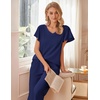 image:imageEkouaer Womens Cotton Pajamas Sets Short Sleeve Tops and Capri Pants Sleepwear Loungewear with PocketsNavy Blue