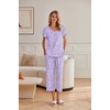 image:imageEkouaer Womens Cotton Pajamas Sets Short Sleeve Tops and Capri Pants Sleepwear Loungewear with PocketsPurple Love Star