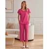 image:imageEkouaer Womens Cotton Pajamas Sets Short Sleeve Tops and Capri Pants Sleepwear Loungewear with PocketsRose