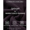 image:imageEkouaer Womens Fleece Pajama Sets Long Sleeve Button Down Twopiece Sleepwear Soft Lounge SetBlack