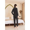 image:imageEkouaer Womens Fleece Pajama Sets Long Sleeve Button Down Twopiece Sleepwear Soft Lounge SetBlack