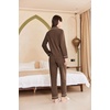 image:imageEkouaer Womens Fleece Pajama Sets Long Sleeve Button Down Twopiece Sleepwear Soft Lounge SetBrown