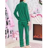 image:imageEkouaer Womens Fleece Pajama Sets Long Sleeve Button Down Twopiece Sleepwear Soft Lounge SetGreen Plaid