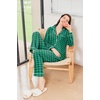 image:imageEkouaer Womens Fleece Pajama Sets Long Sleeve Button Down Twopiece Sleepwear Soft Lounge SetGreen Plaid