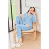 image:imageEkouaer Womens Fleece Pajama Sets Long Sleeve Button Down Twopiece Sleepwear Soft Lounge SetLight Blue