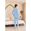 image:imageEkouaer Womens Fleece Pajama Sets Long Sleeve Button Down Twopiece Sleepwear Soft Lounge SetLight Blue