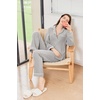 image:imageEkouaer Womens Fleece Pajama Sets Long Sleeve Button Down Twopiece Sleepwear Soft Lounge SetLight Gray