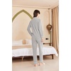 image:imageEkouaer Womens Fleece Pajama Sets Long Sleeve Button Down Twopiece Sleepwear Soft Lounge SetLight Gray