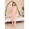 image:imageEkouaer Womens Fleece Pajama Sets Long Sleeve Button Down Twopiece Sleepwear Soft Lounge SetLight Pink