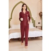 image:imageEkouaer Womens Fleece Pajama Sets Long Sleeve Button Down Twopiece Sleepwear Soft Lounge SetMaroon Red