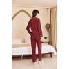 image:imageEkouaer Womens Fleece Pajama Sets Long Sleeve Button Down Twopiece Sleepwear Soft Lounge SetMaroon Red