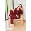 image:imageEkouaer Womens Fleece Pajama Sets Long Sleeve Button Down Twopiece Sleepwear Soft Lounge SetMaroon Red