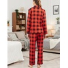 image:imageEkouaer Womens Fleece Pajama Sets Long Sleeve Button Down Twopiece Sleepwear Soft Lounge SetRed Plaid